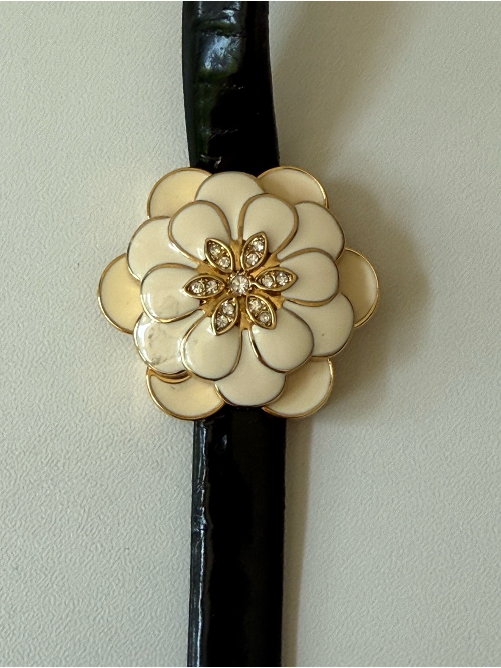 Joan Rivers Gold and Black Flower-Accent Watch